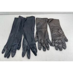Lot of 2 VTG Leather Gloves Women’s Size 7 Van Raalte Black & Brown Pair